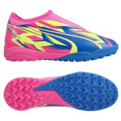 PUMA Ultra Match + Mid Laceless TT Energy - Pink/Blå/Gul Børn