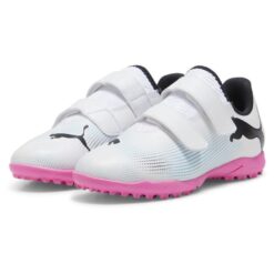PUMA Future 7 Play Velcro TT Phenomenal - Hvid/Sort/Pink Børn