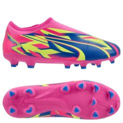 PUMA Ultra Match + Laceless FG/AG Energy - Pink/Blå/Gul Børn