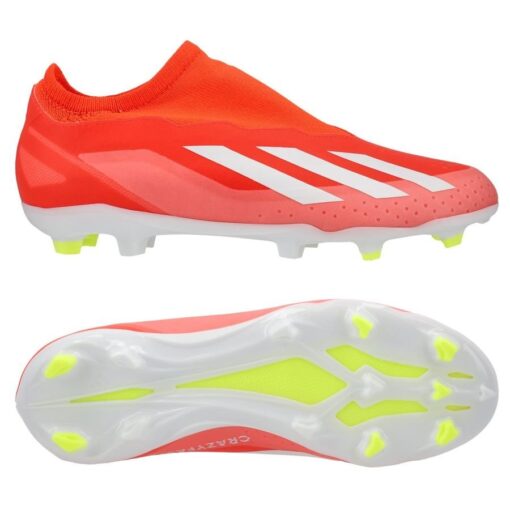 adidas X Crazyfast League Laceless FG Energy Citrus - Rød/Hvid/Gul Børn