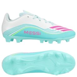 adidas F50 Messi Club FxG Aurora Radiante - Hvid/Pink/Turkis Børn
