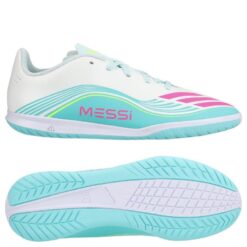 adidas F50 Messi Club IN Aurora Radiante - Hvid/Pink/Turkis Børn