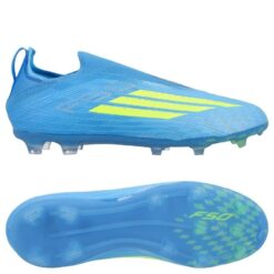 adidas F50 Elite Laceless FG Ice Cold Precision - Blå/Gul/Lyseblå Børn